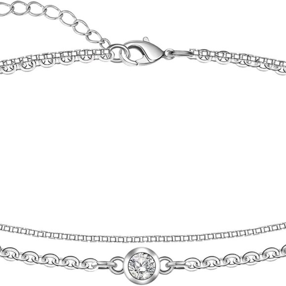 Jewelry - Sterling Silver Multilayer Anklet Womens Beach Jewelry Adjustable Clasp